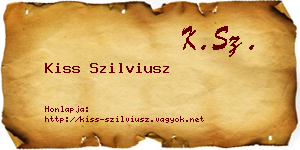 Kiss Szilviusz névjegykártya